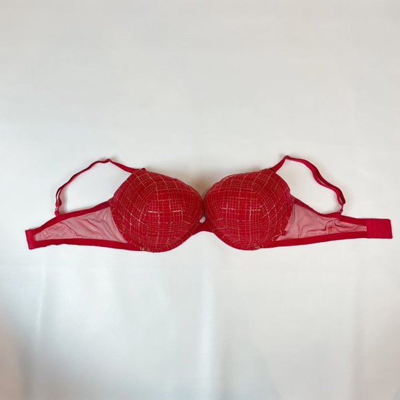 NWOT Victoria's Secret Bra 40DD Push-Up Red Gold Metallic - Picture 2 of 7